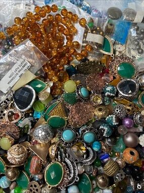 Lot of 2+ pounds of Mixed Statement beads and jewelry making supplies